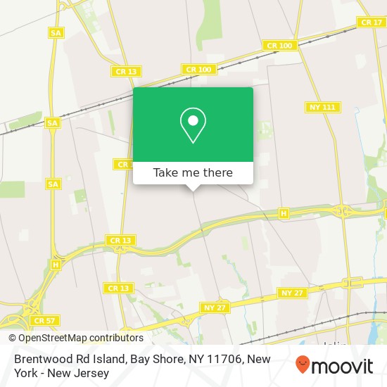 Mapa de Brentwood Rd Island, Bay Shore, NY 11706