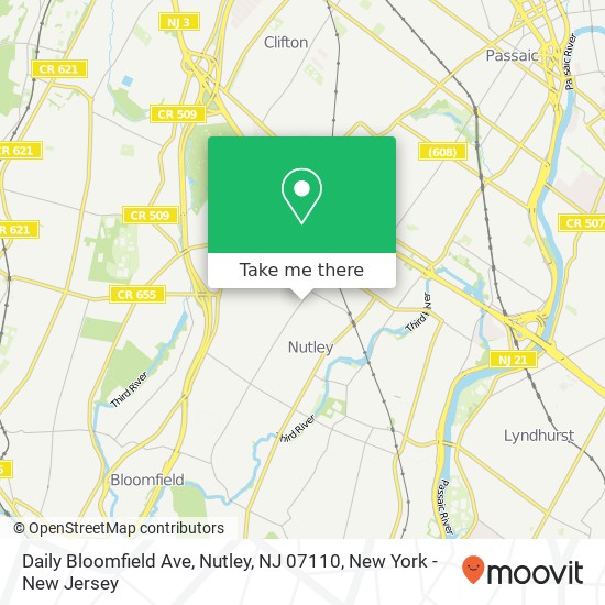 Mapa de Daily Bloomfield Ave, Nutley, NJ 07110