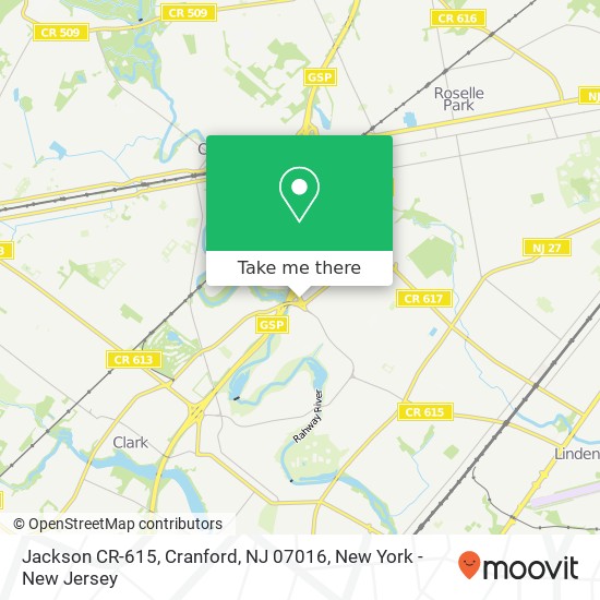 Mapa de Jackson CR-615, Cranford, NJ 07016