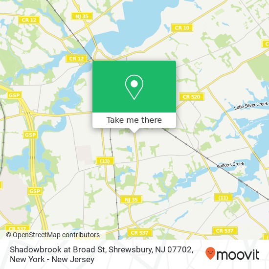 Mapa de Shadowbrook at Broad St, Shrewsbury, NJ 07702
