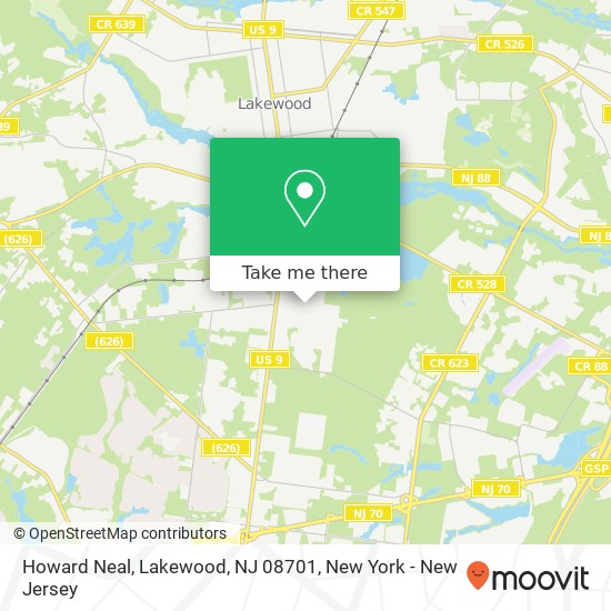 Mapa de Howard Neal, Lakewood, NJ 08701