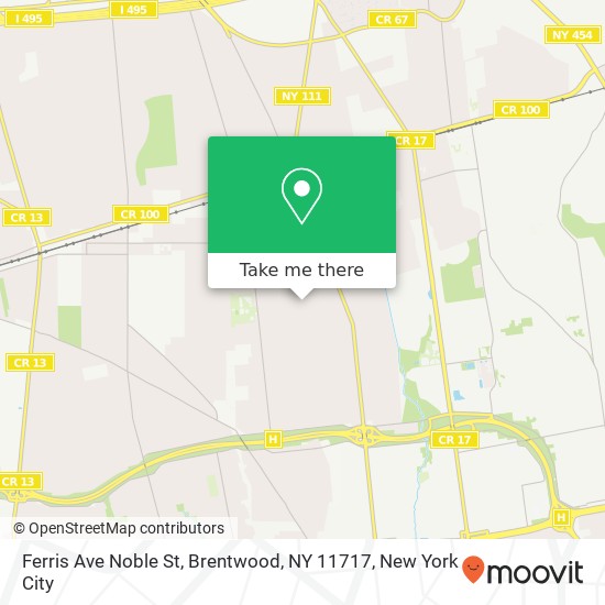 Mapa de Ferris Ave Noble St, Brentwood, NY 11717