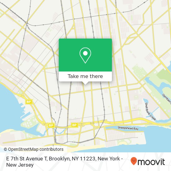 Mapa de E 7th St Avenue T, Brooklyn, NY 11223