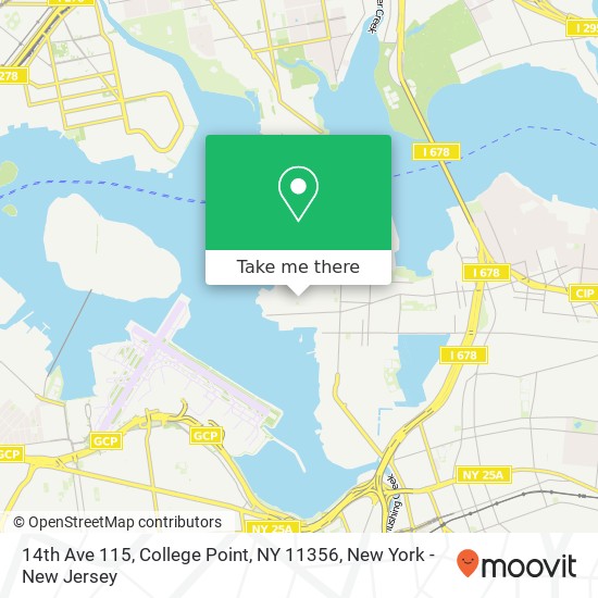 Mapa de 14th Ave 115, College Point, NY 11356