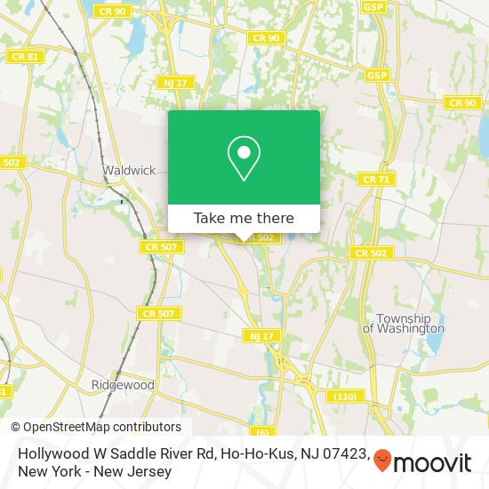 Mapa de Hollywood W Saddle River Rd, Ho-Ho-Kus, NJ 07423