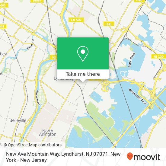 Mapa de New Ave Mountain Way, Lyndhurst, NJ 07071