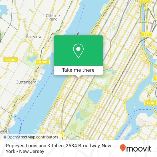 Mapa de Popeyes Louisiana Kitchen, 2534 Broadway