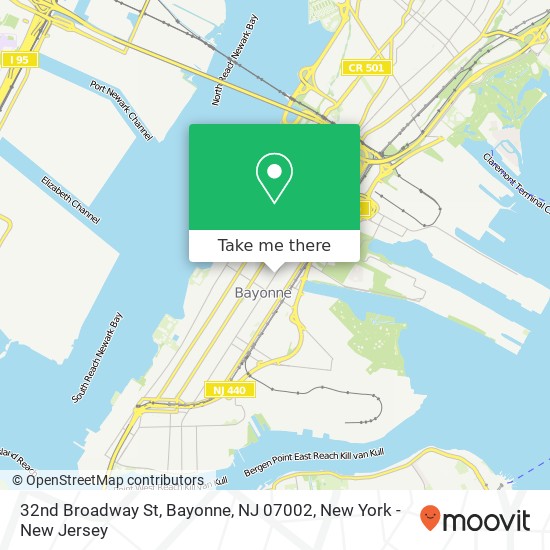 Mapa de 32nd Broadway St, Bayonne, NJ 07002