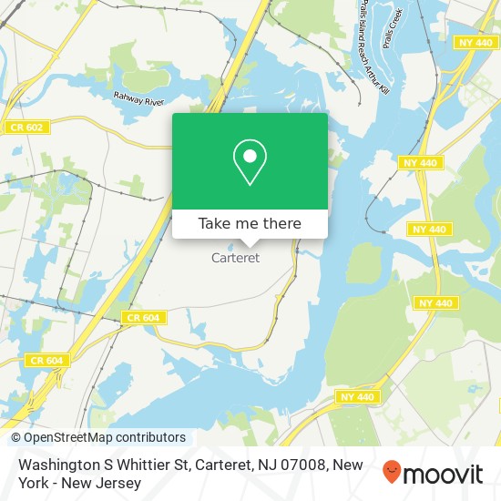 Mapa de Washington S Whittier St, Carteret, NJ 07008