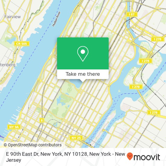 Mapa de E 90th East Dr, New York, NY 10128