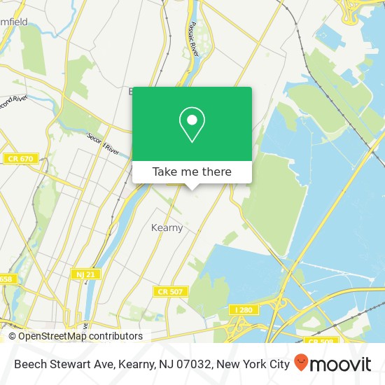 Mapa de Beech Stewart Ave, Kearny, NJ 07032