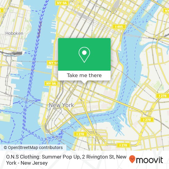 Mapa de O.N.S Clothing: Summer Pop Up, 2 Rivington St
