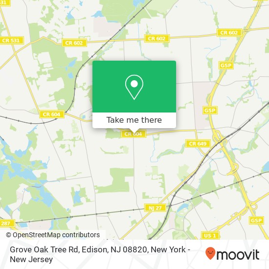 Mapa de Grove Oak Tree Rd, Edison, NJ 08820