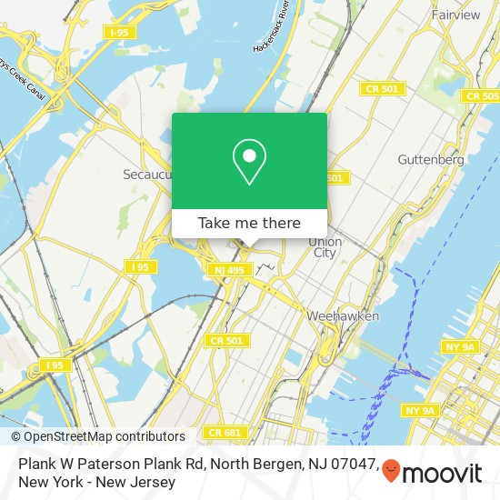 Mapa de Plank W Paterson Plank Rd, North Bergen, NJ 07047