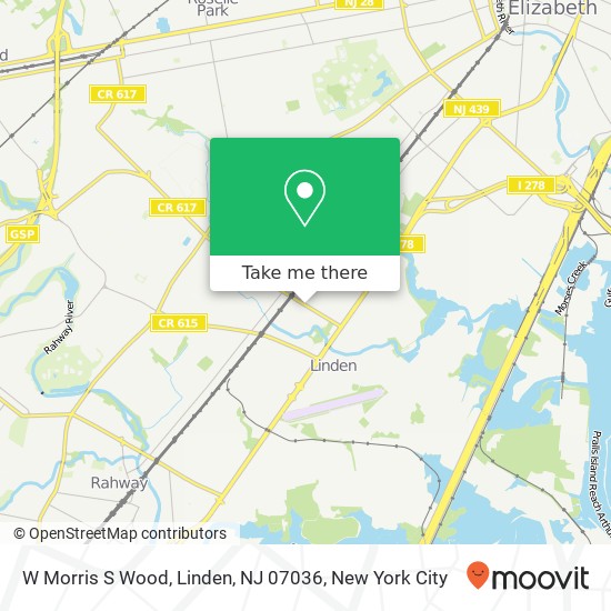 Mapa de W Morris S Wood, Linden, NJ 07036