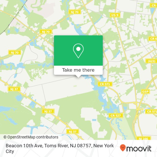 Mapa de Beacon 10th Ave, Toms River, NJ 08757