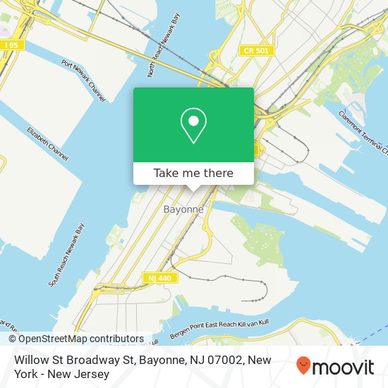 Mapa de Willow St Broadway St, Bayonne, NJ 07002