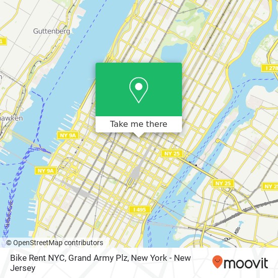 Bike Rent NYC, Grand Army Plz map