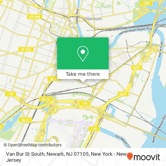 Mapa de Van Bur St South, Newark, NJ 07105