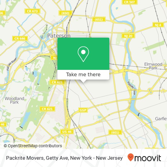 Packrite Movers, Getty Ave map