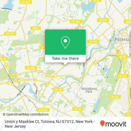 Mapa de Union y Masklee Ct, Totowa, NJ 07512