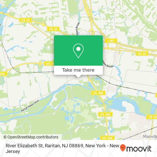 Mapa de River Elizabeth St, Raritan, NJ 08869