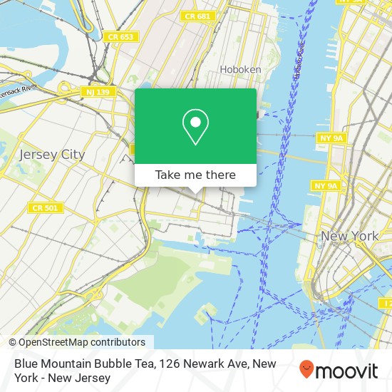 Mapa de Blue Mountain Bubble Tea, 126 Newark Ave