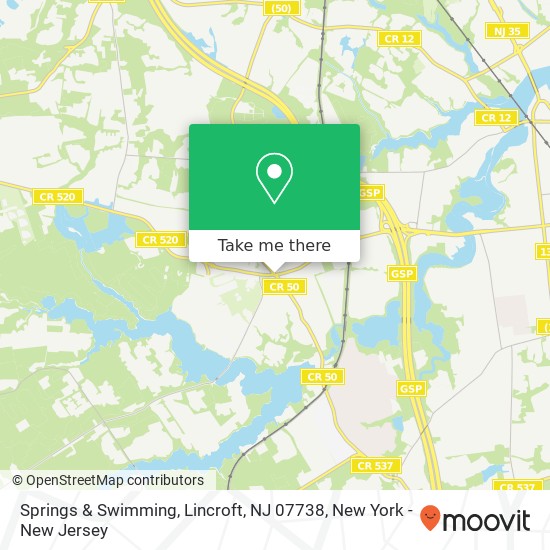 Mapa de Springs & Swimming, Lincroft, NJ 07738