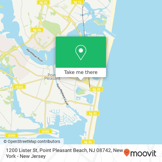 Mapa de 1200 Lister St, Point Pleasant Beach, NJ 08742