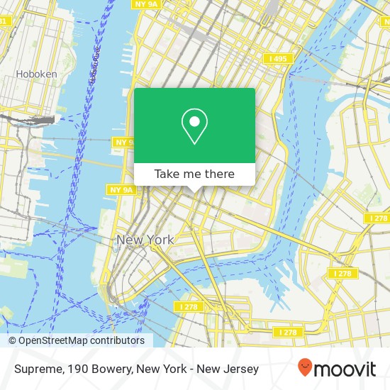 Supreme, 190 Bowery map