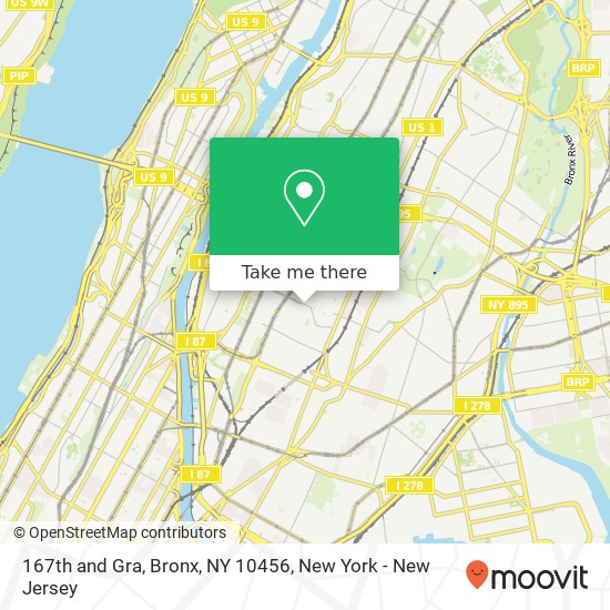 167th and Gra, Bronx, NY 10456 map