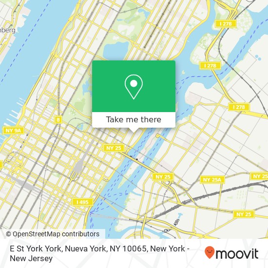 Mapa de E St York York, Nueva York, NY 10065