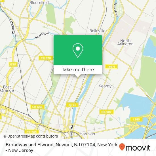 Broadway and Elwood, Newark, NJ 07104 map