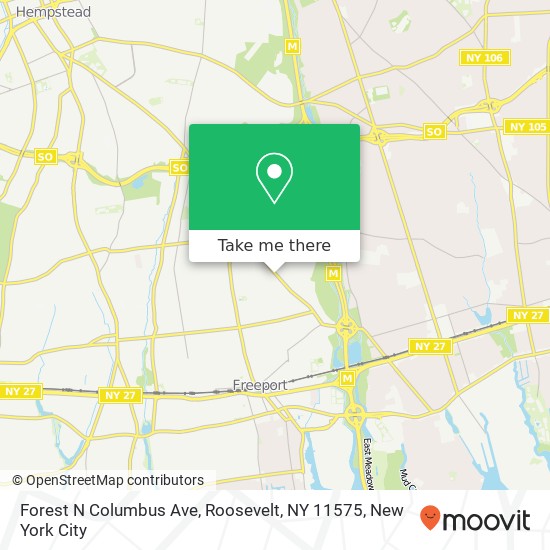 Mapa de Forest N Columbus Ave, Roosevelt, NY 11575