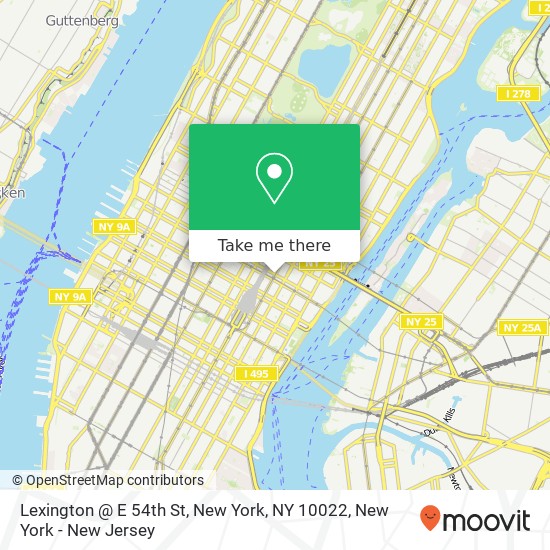 Lexington @ E 54th St, New York, NY 10022 map