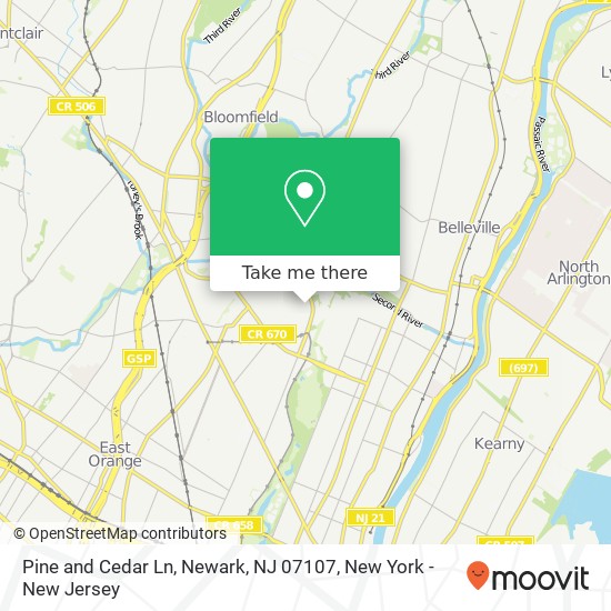 Pine and Cedar Ln, Newark, NJ 07107 map