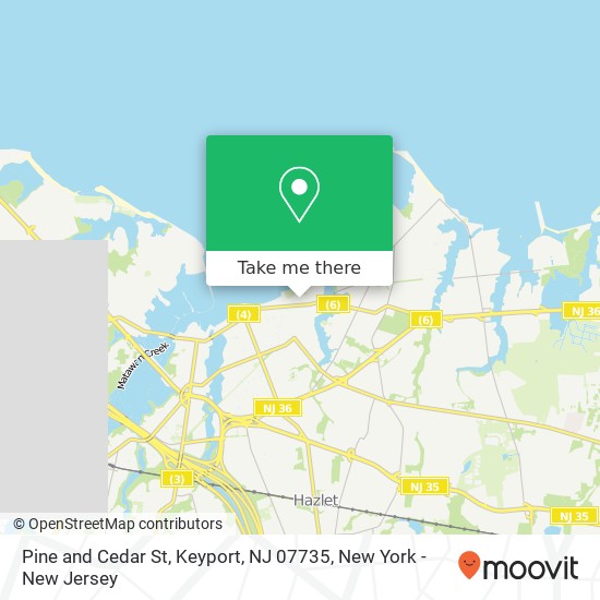 Mapa de Pine and Cedar St, Keyport, NJ 07735