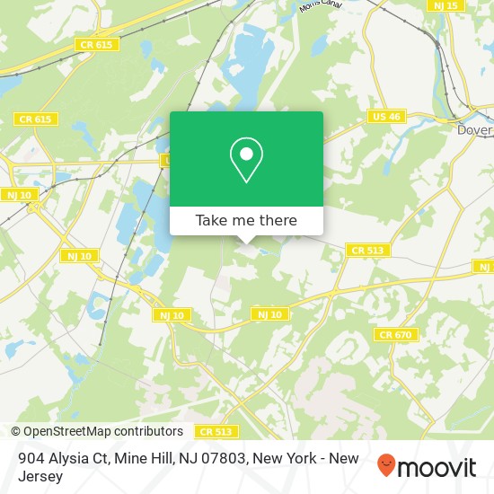 Mapa de 904 Alysia Ct, Mine Hill, NJ 07803