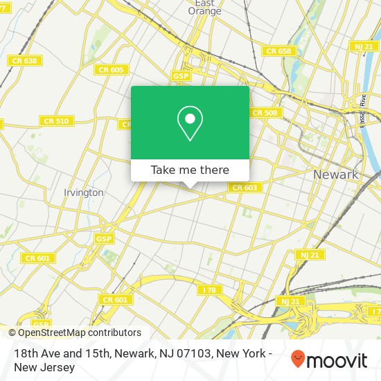 Mapa de 18th Ave and 15th, Newark, NJ 07103