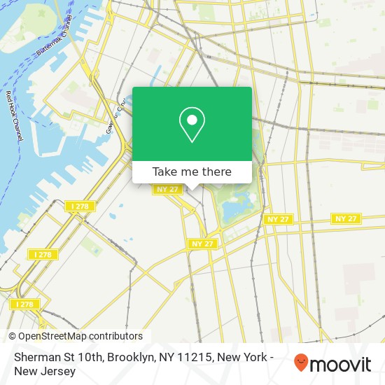 Mapa de Sherman St 10th, Brooklyn, NY 11215