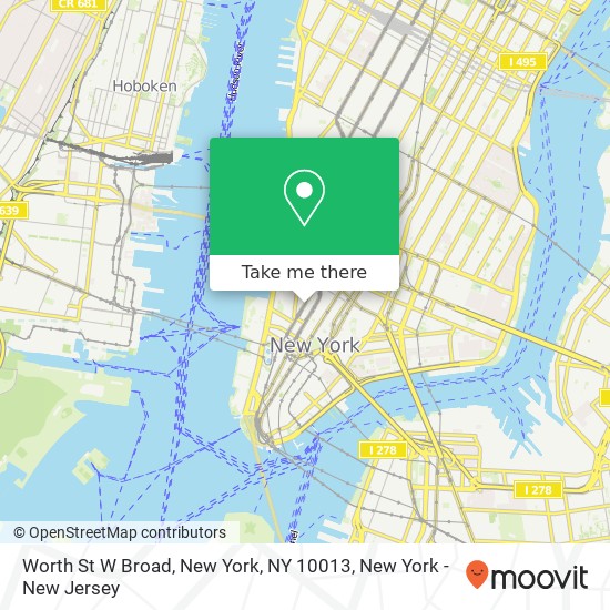 Mapa de Worth St W Broad, New York, NY 10013
