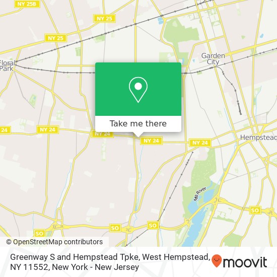 Mapa de Greenway S and Hempstead Tpke, West Hempstead, NY 11552