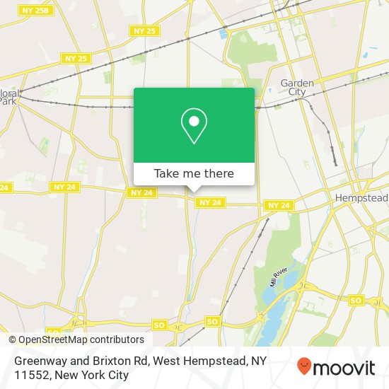 Mapa de Greenway and Brixton Rd, West Hempstead, NY 11552