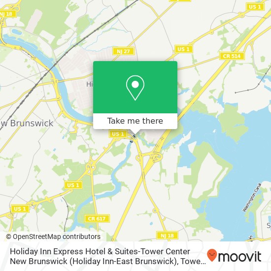 Mapa de Holiday Inn Express Hotel & Suites-Tower Center New Brunswick (Holiday Inn-East Brunswick), Tower Center Blvd