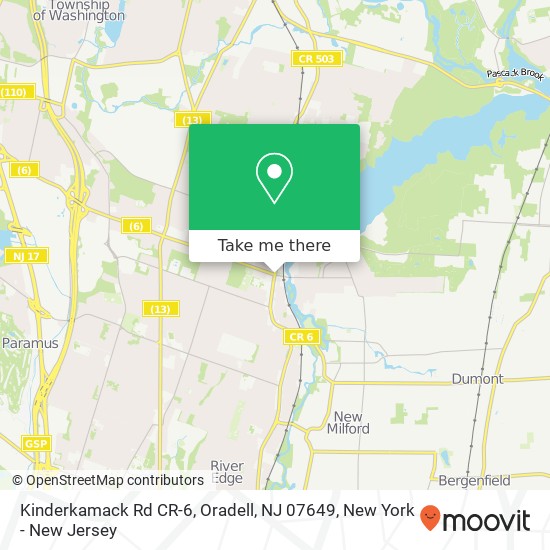 Mapa de Kinderkamack Rd CR-6, Oradell, NJ 07649