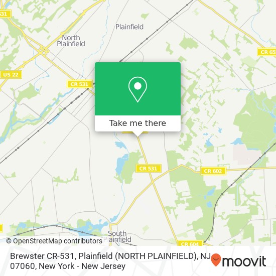 Mapa de Brewster CR-531, Plainfield (NORTH PLAINFIELD), NJ 07060