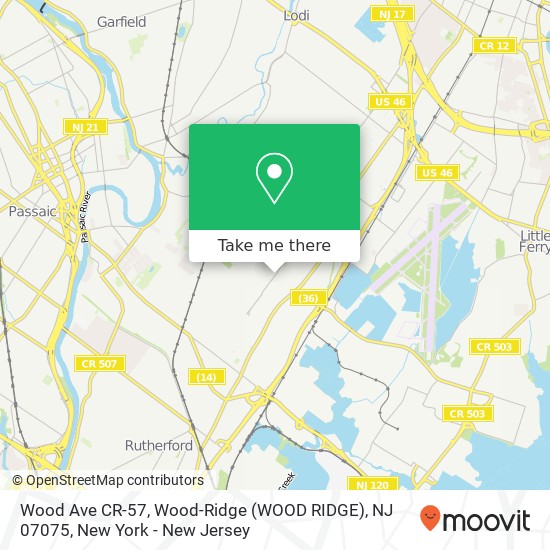 Wood Ave CR-57, Wood-Ridge (WOOD RIDGE), NJ 07075 map
