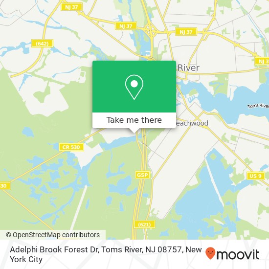 Mapa de Adelphi Brook Forest Dr, Toms River, NJ 08757