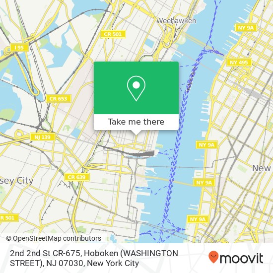 Mapa de 2nd 2nd St CR-675, Hoboken (WASHINGTON STREET), NJ 07030