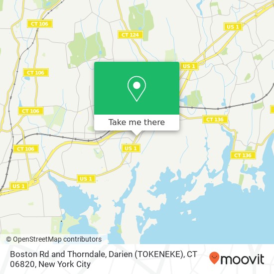 Boston Rd and Thorndale, Darien (TOKENEKE), CT 06820 map